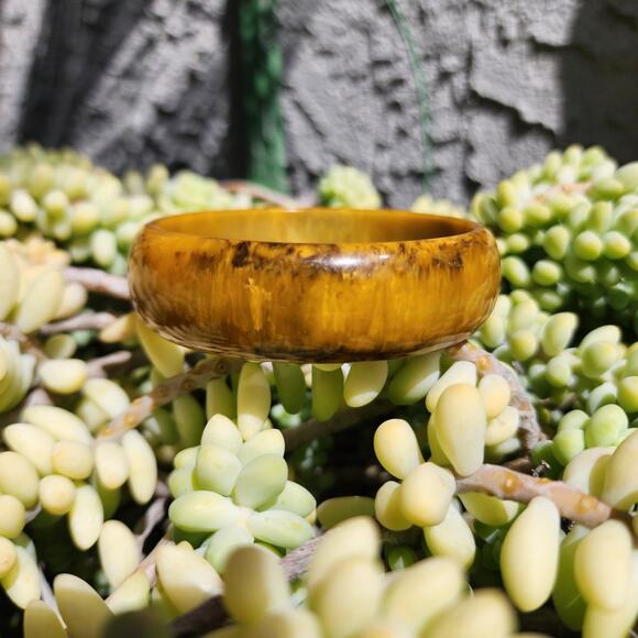 Vtg TESTED Butterscotch Bakelite Bangle Yellow Brown Marble End of Day Bracelet - Picture 16 of 17